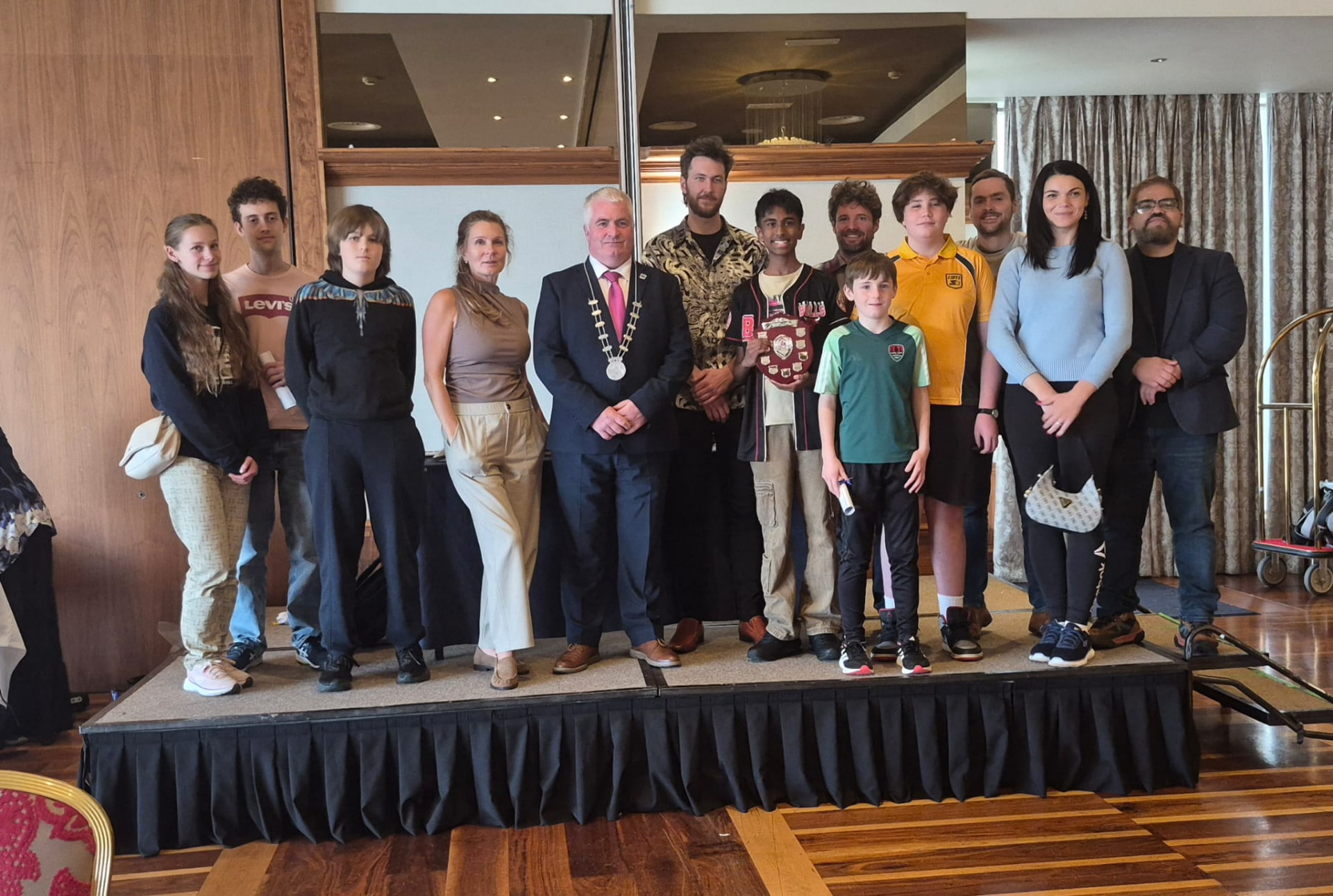 Bantry Chess Club with Councillor Finbarr Harrington, Deputy Mayor of County Cork, at the West Cork trophy presentation at the Maritime Hotel